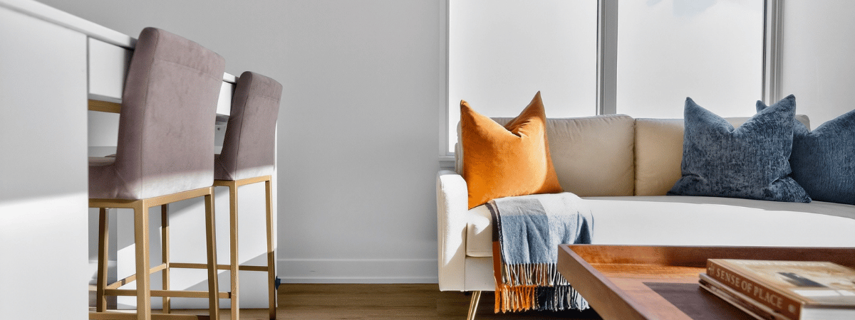 Staged open concept living at 610 Martin Grove.